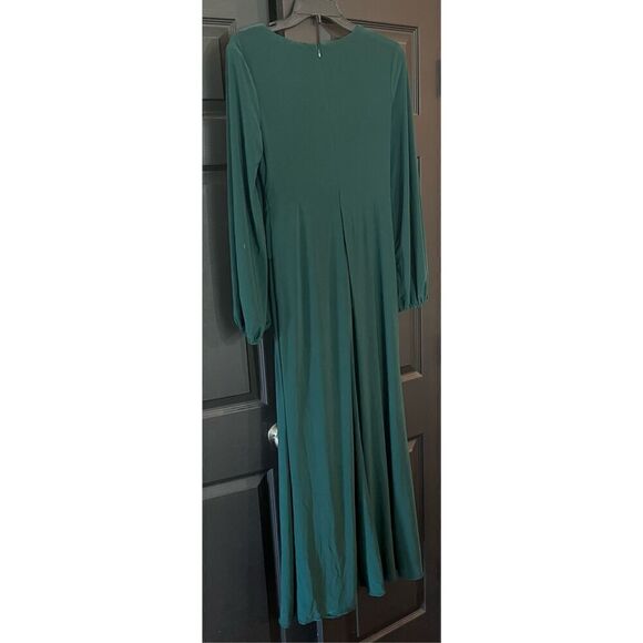 Betsy & Adam Women's Petite Long Sleeve V-Neck Stretch Wrap Knot Dress - Picture 4 of 9